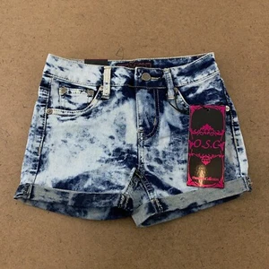 OSC Girls Size 7 Bleach Splash Acid Wash Denim Cuffed Jean Shorts NWT - Picture 1 of 6