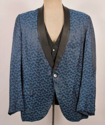 Chaqueta y chaleco de esmoquin brocado azul y negro de colección para hombre talla 44 R años 60 blazer de esmoquin Foto 1 de 4