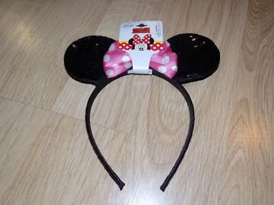 Disney Минни-Маус блестками костюм уши обруч для волос розовый белый горошек бант новый - Изображение 1 из 2