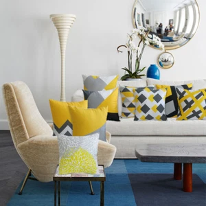 HQ 18 inch / 45cm 20 inch / 50 cm Mustard Yellow Geometric Sofa Cushion Cover - Picture 1 of 43