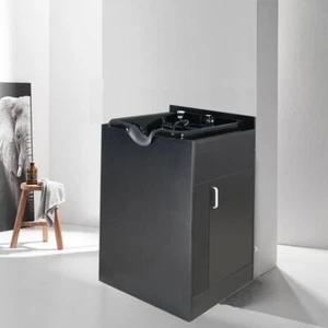 Backwash Sink Station with Plastic Shampoo Bowl for Salon Shampoo Beauty Black - Picture 1 of 13