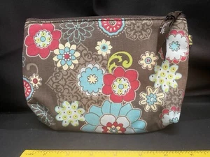 "Bolsa de viaje de maquillaje Thirty-One marrón cachemira joyería 7""x6""" - Imagen 1 de 4