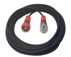 32 Amp 20m Extension Lead, Single Phase, 3 pin, 240V 32A 20mt Rubber Cable 1Ph - Picture 1 of 4