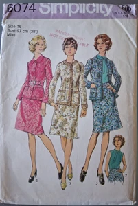 Simplicity pattern 6074 jacket, skirt, top size 16 bust 38 CUT - Picture 1 of 2