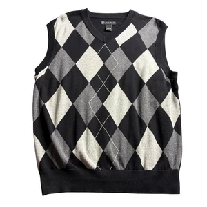 Chaleco Suéter Pro Tour Para Hombres Multicolor Talla L Argyle Tejido Algodón Cuello en V Sin Mangas - Imagen 1 de 10