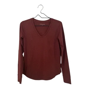 Universal Standard Rust Brown V Neck Long Sleeves T Shirt Women’s Size 4XS 00/0 - Picture 1 of 8