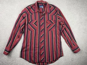 Vintage Wrangler Shirt Mens Medium Western Pearl Snap Striped Rodeo 90s - Picture 1 of 9