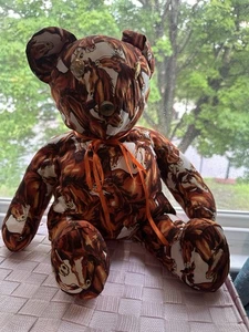 Vintage selbstgemachter Teddybär Pferd Stoff Pferde auf Knopfaugen - Bild 1 von 11