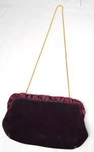 MM Morris Moskowitz Velvet Evening Bag Plum Purple Clutch Purse Vintage Ruffle - Picture 1 of 6
