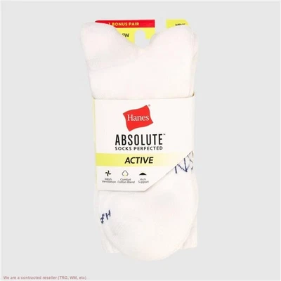Calcetines acolchados Hanes para hombre 3pk +1 Absolute Active - blancos 6-12 Foto 1 de 4