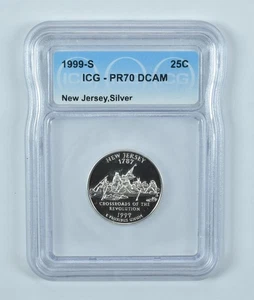 1999-S Washington State Quarter New Jersey Silver PR70 DCAM ICG *7766 - Picture 1 of 5