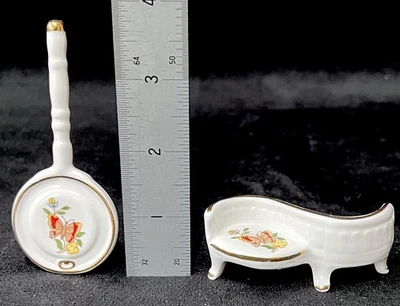 Aynsley “COTTAGE GARDEN” 2 X Bone China Miniature Bed Warmer & Lovers Seat - Image 1 of 4