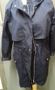 Womans Oasis Navy Cotton Parka Coat Size 8 H28 - Picture 1 of 15