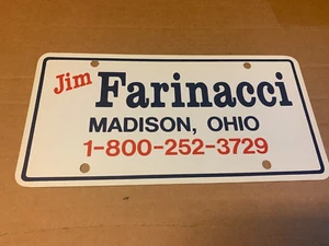 Placa de matrícula de refuerzo de concesionario de automóviles Jim Farinacci Madison Ohio - Imagen 1 de 2