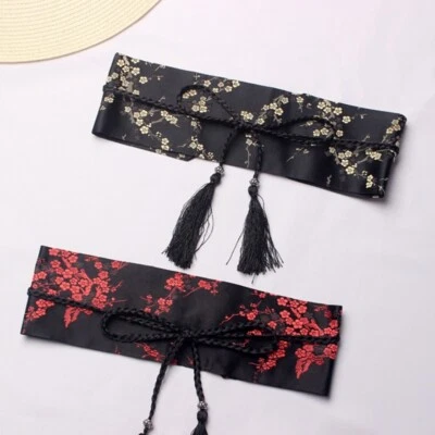 Lady Belt Satin Wide Kimono Obi Yukata Waistband Japanese Chinese Floral Decor - Image 1 of 4