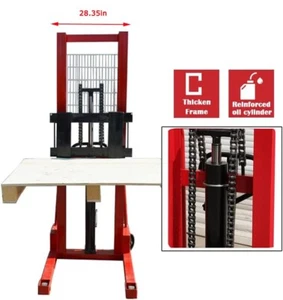 Manual Pallet Stacker w/4400lbs Capacity 63" Lift Height Forks Hydraulic Stacker - Picture 1 of 22