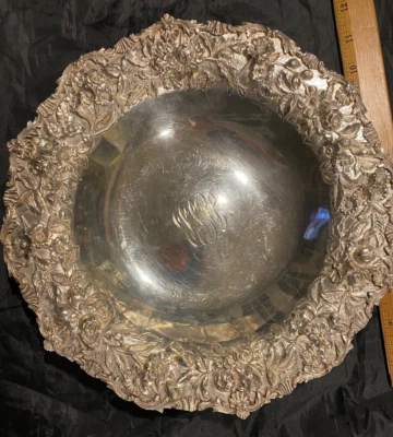 Sterling S KIRK & SON 11 1/2" Cuenco REPOSADO Decorado a Mano Nº227 GRAN FORMA Foto 1 de 3