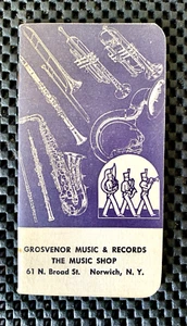 GROSVENOR MUSIC & RECORDS THE MUSIC SHOP NORWICH, N.Y. QUADERNO - Foto 1 di 4