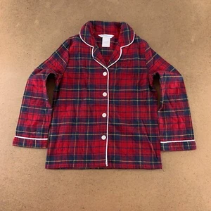 The Company Store Youth Size 7/8 Red Plaid Flannel Button Front Pajama Top New - Picture 1 of 3