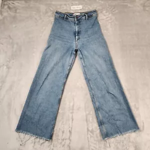 ZARA WOMENS WIDE LEG JEANS HEM FRAYED SIZE USA 8 - (12 AU) - Picture 1 of 12