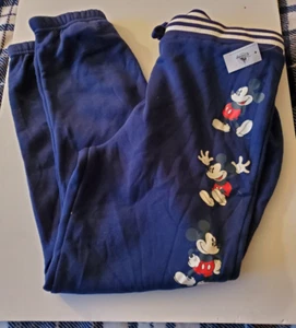 Disney Mickey Mouse Sweat Pants Women's Size L Pull String Blue NWT. - Picture 1 of 10