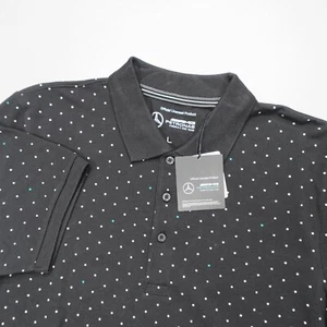 Mercedes AMG Short Sleeve Polo Petronas F1 Polka Dot Black Men's Slim Fit Size L - Picture 1 of 9