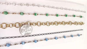 JEWELRY making Lot Fancy Beaded Chain Link Connectors Findings Cats Eye Bracelet - Picture 1 of 6