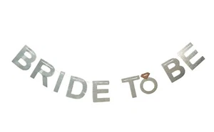 BRIDE TO BE BANNER NON SHED SILVER  ON 2.5 MTR SATIN RIBBON BRIDAL/HEN/WEDDING  - Picture 1 of 1