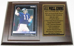 Targa tessera calcio New York Giants Phil Simms - Foto 1 di 1