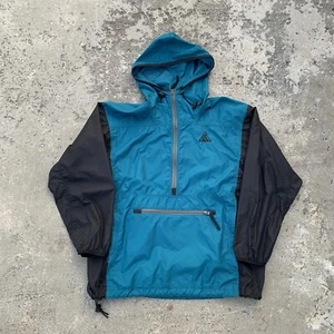 Vintage Nike ACG Anorak Jacket Small Blue Black Rain Half Zip 90s Gorpcore Men’s - Picture 1 of 10