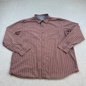 REI Shirt Men 2XL Burgundy Striped Long Sleeve Button Up Fishing Hiking Outdoors - Picture 1 of 11