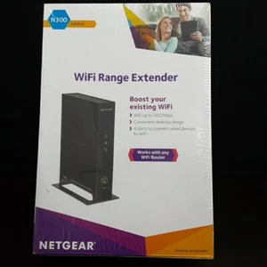 NETGEAR WN2000RPT WiFi Range Extender w 4 ethernet ports N300 Range New-Sealed - Picture 1 of 5
