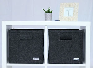 Cestino in feltro scatola in feltro utensili portaoggetti decorazione scaffale cesto cassetto feltro grigio scuro - Foto 1 di 2