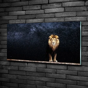 Glas-Bild Wandbilder Druck auf Glas 100x50 Deko Tiere Löwe Sterne - Bild 1 von 6