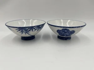 Vintage Pier 1 Blue & White Porcelain Rice Desert Fruit Bowls Japan Set Of 2 - Picture 1 of 5