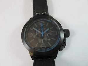 TW STEEL Canteen Black Dial Chronograph Black Leather Men's Watch TW905r NO RES - Picture 1 of 12