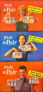 Cerveza Budweiser 1962 6 paquetes 3 páginas anuncio impreso chico y niña con dos paquetes de seis - Imagen 1 de 6