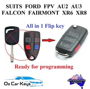 SUITS FORD AU2 AU3 FALCON FAIRMONT XR6 XR8 REMOTE FLIP KEY 1999 2000 2001 2002 - Picture 1 of 13