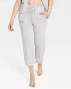 Auden Women's Heather Gray Cloud Knit Carpi Cropped PJ Lounge Pants Sz M NWT - Picture 1 of 8