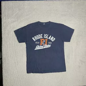 Rhode Island Rams Ocean State NCAA Football Graphic Blue Shirt Mens L Measured - Picture 1 of 14
