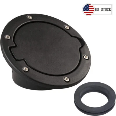 Gas Cap Cover Black Fuel Tank Door Fuel Filler Door for Jeep Wrangler JK 2007-18 - Image 1 of 4