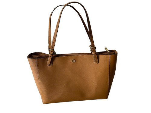 Borsa tote Tory Burch York in pelle marrone con doppio manico e cerniera