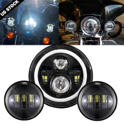 Faro LED 7 pulgadas + luz de paso para Kawasaki VN Vulcan 500 750 800 900 1700 Foto 1 de 4