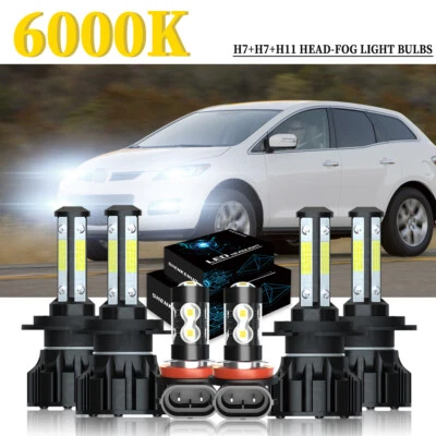 Para Para Mazda CX-7 2007-2012 Faros LED Luces Altas Bajas Kit Antiniebla Bombillas Foto 1 de 4