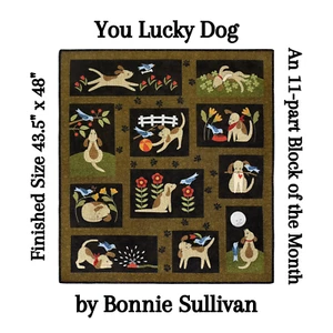 You Lucky Dog! Woolies Applique COMPLETE Quilt Pattern Set of 11 (NOT KIT) - Picture 1 of 14