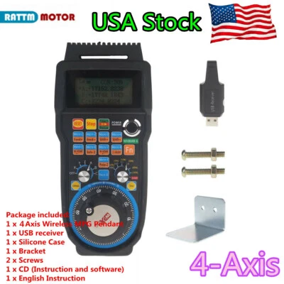 RATTM MOTOR 〖US〗4 Axis XHC MPG Pendant MACH3 Wireless Handwheel Remote USB Receiver WHB04B-4