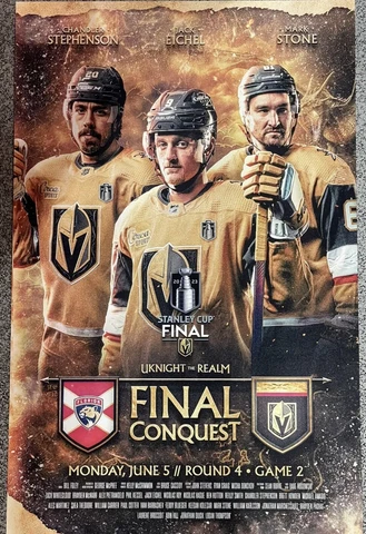 ⚔️ Vegas Golden Knights vs Florida Panthers 2023 SCF Game 2 Poster + BONUS! Cover