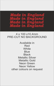 MADE IN ENGLAND Kit Auto Moto Moto 4x Adesivi 100mm Decalcomanie molti colori - Foto 1 di 1