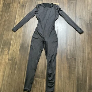 Mono SKIMS Todo en Uno Brillo Para Mujer Pequeño Ónix Cuello Redondo Manga Larga DEFECTUOSO - Imagen 1 de 10