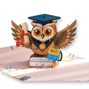 Pop-Up Graduation Card 3D Card Owl for Graduation, Congratulations Passing Exam - Picture 1 of 8